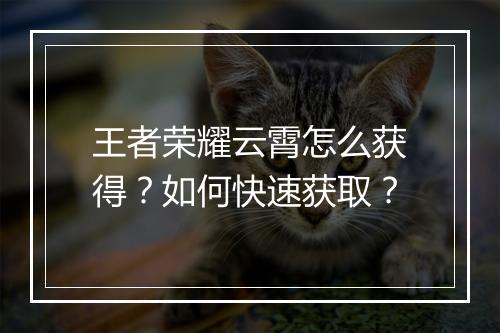 王者荣耀云霄怎么获得？如何快速获取？