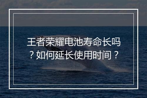 王者荣耀电池寿命长吗？如何延长使用时间？