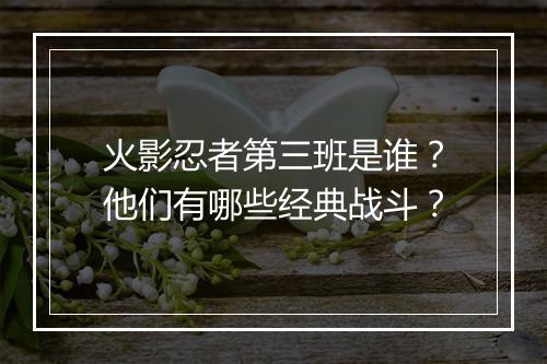 火影忍者第三班是谁?他们有哪些经典战斗?