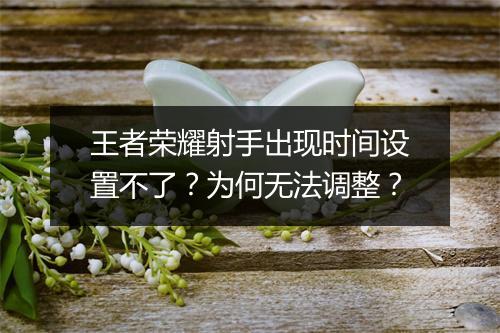 王者荣耀射手出现时间设置不了？为何无法调整？