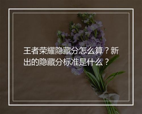 王者荣耀隐藏分怎么算？新出的隐藏分标准是什么？