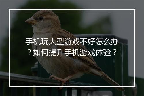手机玩大型游戏不好怎么办？如何提升手机游戏体验？
