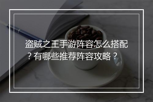 盗贼之王手游阵容怎么搭配？有哪些推荐阵容攻略？