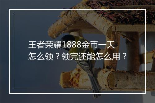 王者荣耀1888金币一天怎么领？领完还能怎么用？