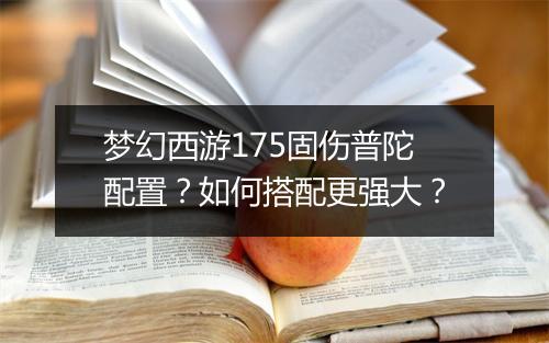 梦幻西游175固伤普陀配置？如何搭配更强大？