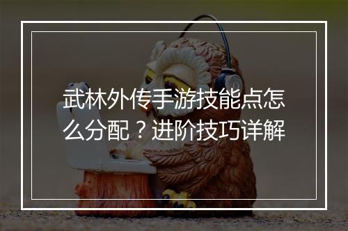 武林外传手游技能点怎么分配？进阶技巧详解