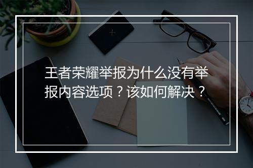 王者荣耀举报为什么没有举报内容选项？该如何解决？