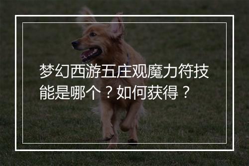 梦幻西游五庄观魔力符技能是哪个？如何获得？