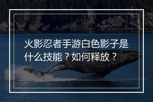 火影忍者手游白色影子是什么技能？如何释放？