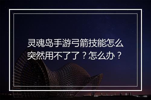 灵魂岛手游弓箭技能怎么突然用不了了？怎么办？