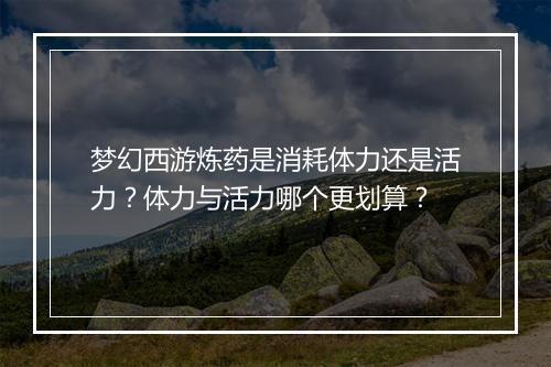 梦幻西游炼药是消耗体力还是活力?体力与活力哪个更划算?