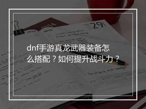 dnf手游真龙武器装备怎么搭配？如何提升战斗力？
