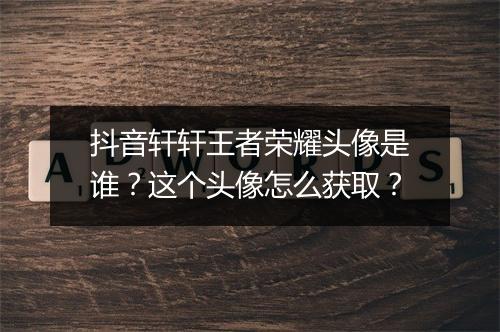 抖音轩轩王者荣耀头像是谁？这个头像怎么获取？
