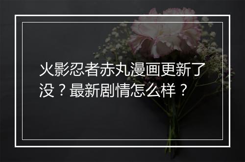火影忍者赤丸漫画更新了没？最新剧情怎么样？