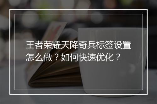 王者荣耀天降奇兵标签设置怎么做？如何快速优化？