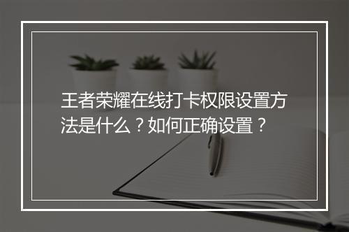 王者荣耀在线打卡权限设置方法是什么?如何正确设置?