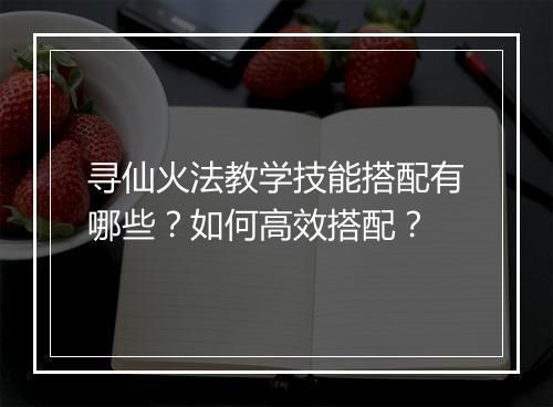 寻仙火法教学技能搭配有哪些？如何高效搭配？