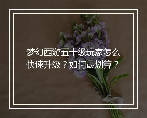 梦幻西游五十级玩家怎么快速升级？如何最划算？