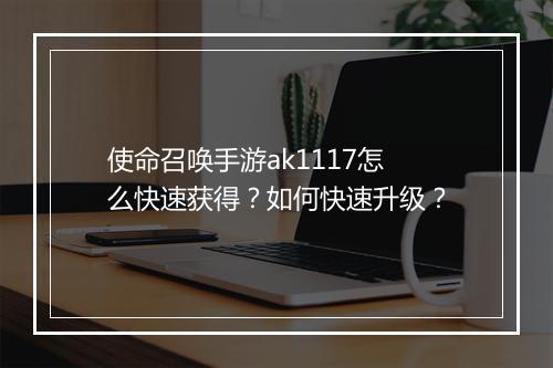 使命召唤手游ak1117怎么快速获得？如何快速升级？