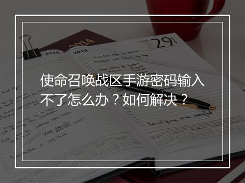 使命召唤战区手游密码输入不了怎么办？如何解决？