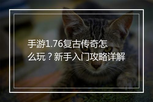 手游1.76复古传奇怎么玩？新手入门攻略详解