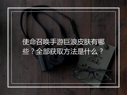 使命召唤手游巨浪皮肤有哪些？全部获取方法是什么？