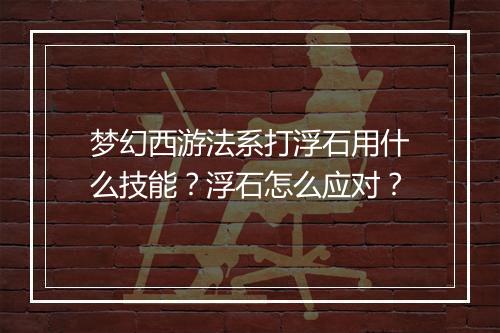 梦幻西游法系打浮石用什么技能？浮石怎么应对？