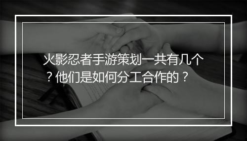 火影忍者手游策划一共有几个?他们是如何分工合作的?