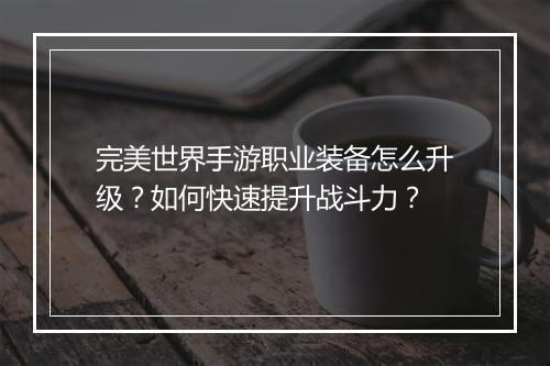 完美世界手游职业装备怎么升级?如何快速提升战斗力?