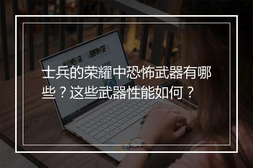 士兵的荣耀中恐怖武器有哪些？这些武器性能如何？