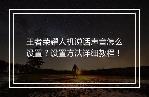 王者荣耀人机说话声音怎么设置?设置方法详细教程!