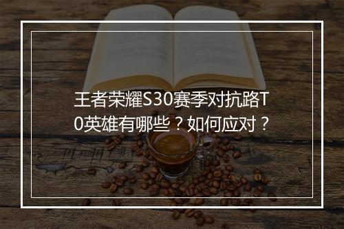 王者荣耀S30赛季对抗路T0英雄有哪些？如何应对？