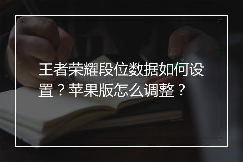 王者荣耀段位数据如何设置？苹果版怎么调整？