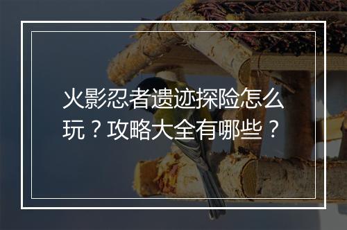 火影忍者遗迹探险怎么玩？攻略大全有哪些？