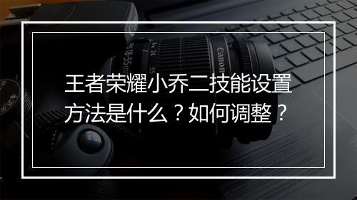 王者荣耀小乔二技能设置方法是什么？如何调整？
