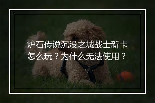 炉石传说沉没之城战士新卡怎么玩？为什么无法使用？