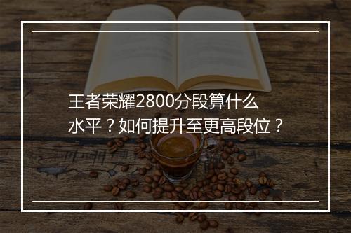 王者荣耀2800分段算什么水平？如何提升至更高段位？