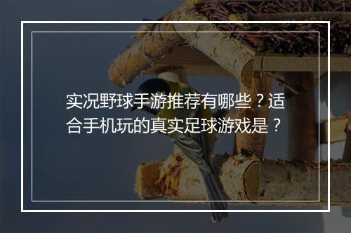 实况野球手游推荐有哪些？适合手机玩的真实足球游戏是？