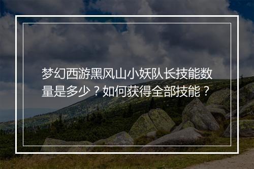 梦幻西游黑风山小妖队长技能数量是多少？如何获得全部技能？