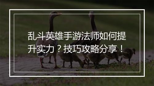乱斗英雄手游法师如何提升实力？技巧攻略分享！