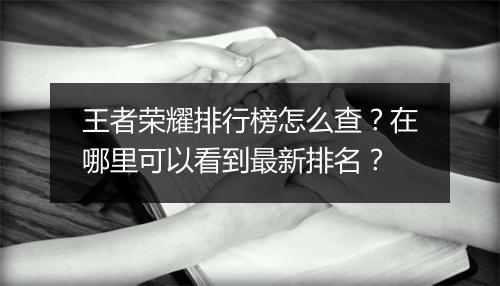 王者荣耀排行榜怎么查？在哪里可以看到最新排名？