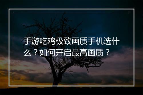 手游吃鸡极致画质手机选什么？如何开启最高画质？