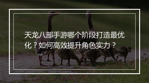 天龙八部手游哪个阶段打造最优化？如何高效提升角色实力？
