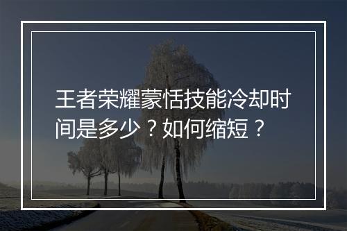 王者荣耀蒙恬技能冷却时间是多少？如何缩短？
