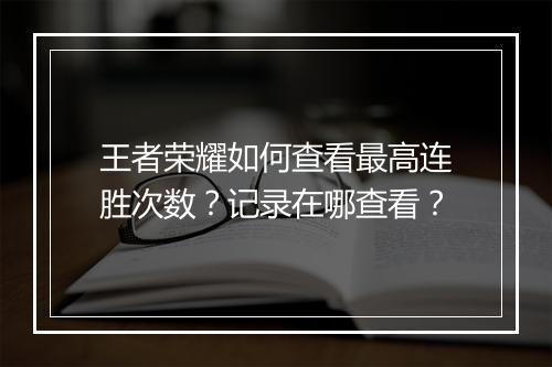 王者荣耀如何查看最高连胜次数？记录在哪查看？
