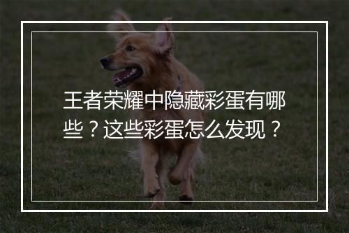 王者荣耀中隐藏彩蛋有哪些？这些彩蛋怎么发现？