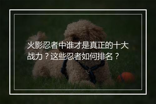 火影忍者中谁才是真正的十大战力？这些忍者如何排名？