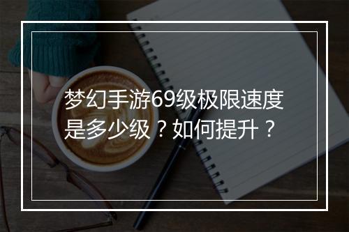 梦幻手游69级极限速度是多少级?如何提升?