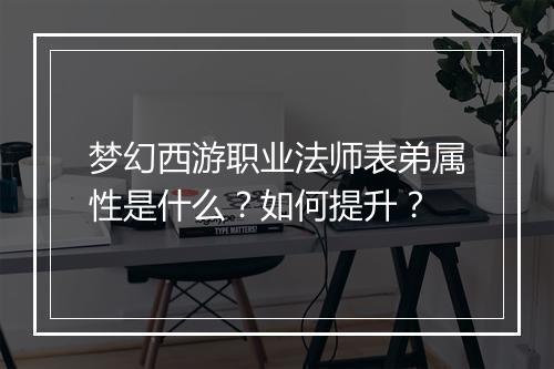 梦幻西游职业法师表弟属性是什么？如何提升？