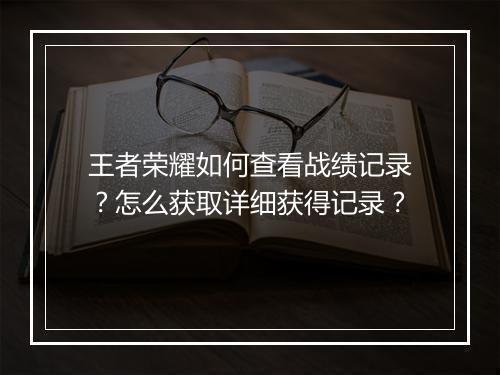 王者荣耀如何查看战绩记录？怎么获取详细获得记录？